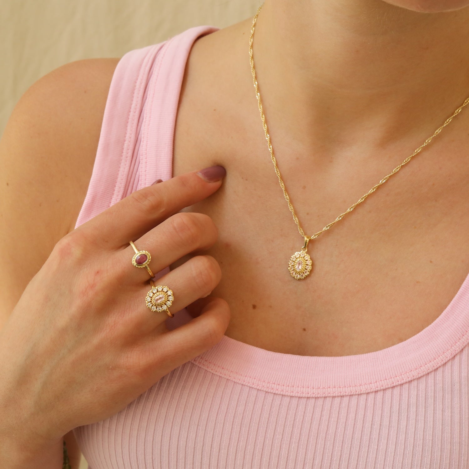 Kae Rose Quartz Bloem Hanger